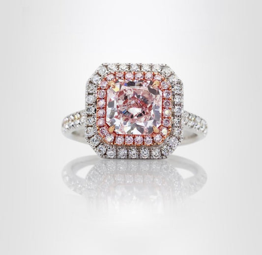 Exklusiver Diamantring – 18 K Rosé- & Weißgold – 2,60 ct Gesamtgewicht