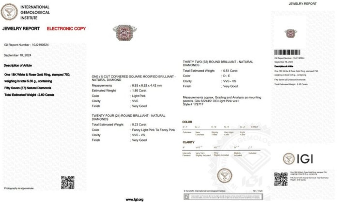 Exklusiver Diamantring – 18 K Rosé- & Weißgold – 2,60 ct Gesamtgewicht