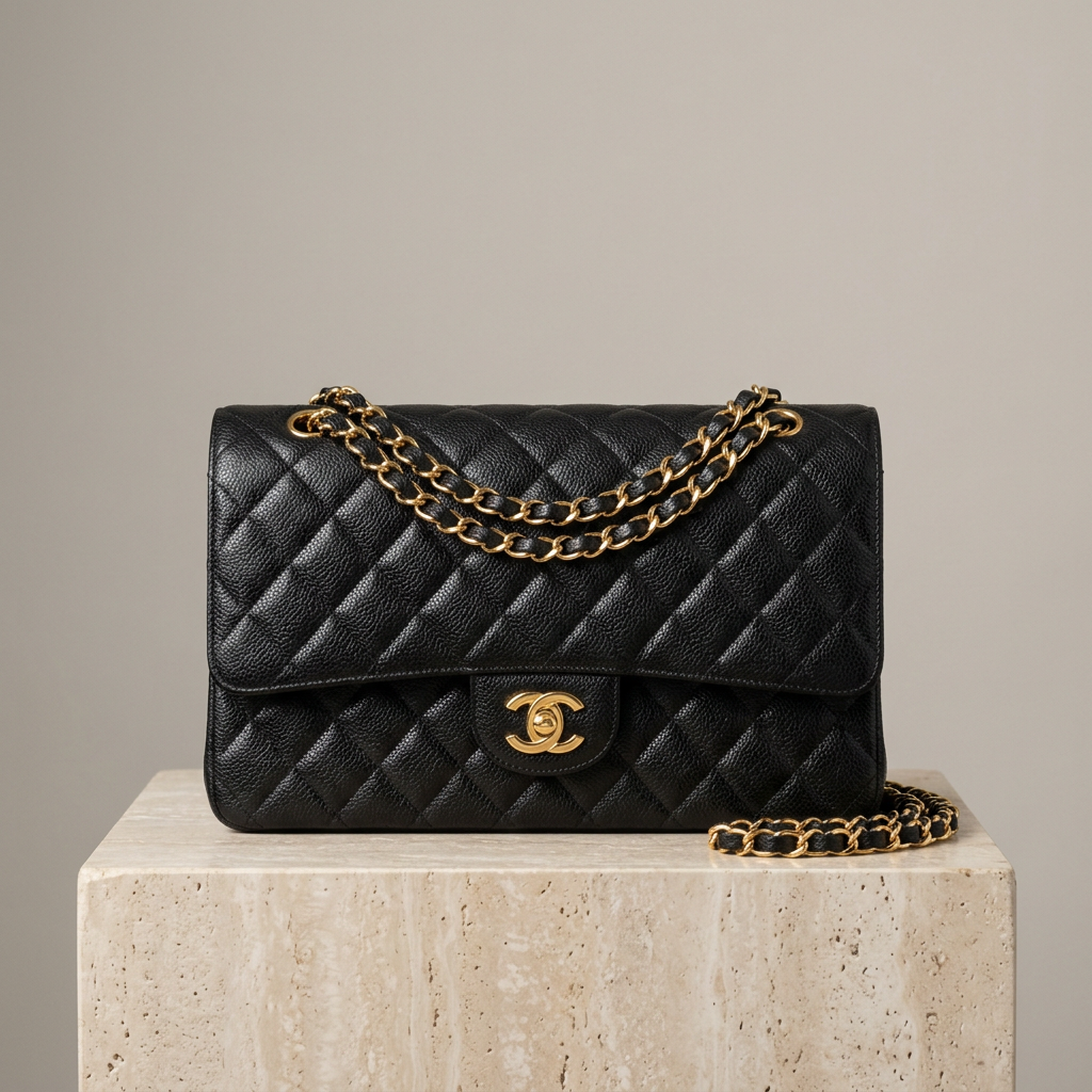Chanel Classic Medium Double Flap, Black Caviar, Gold Hardware