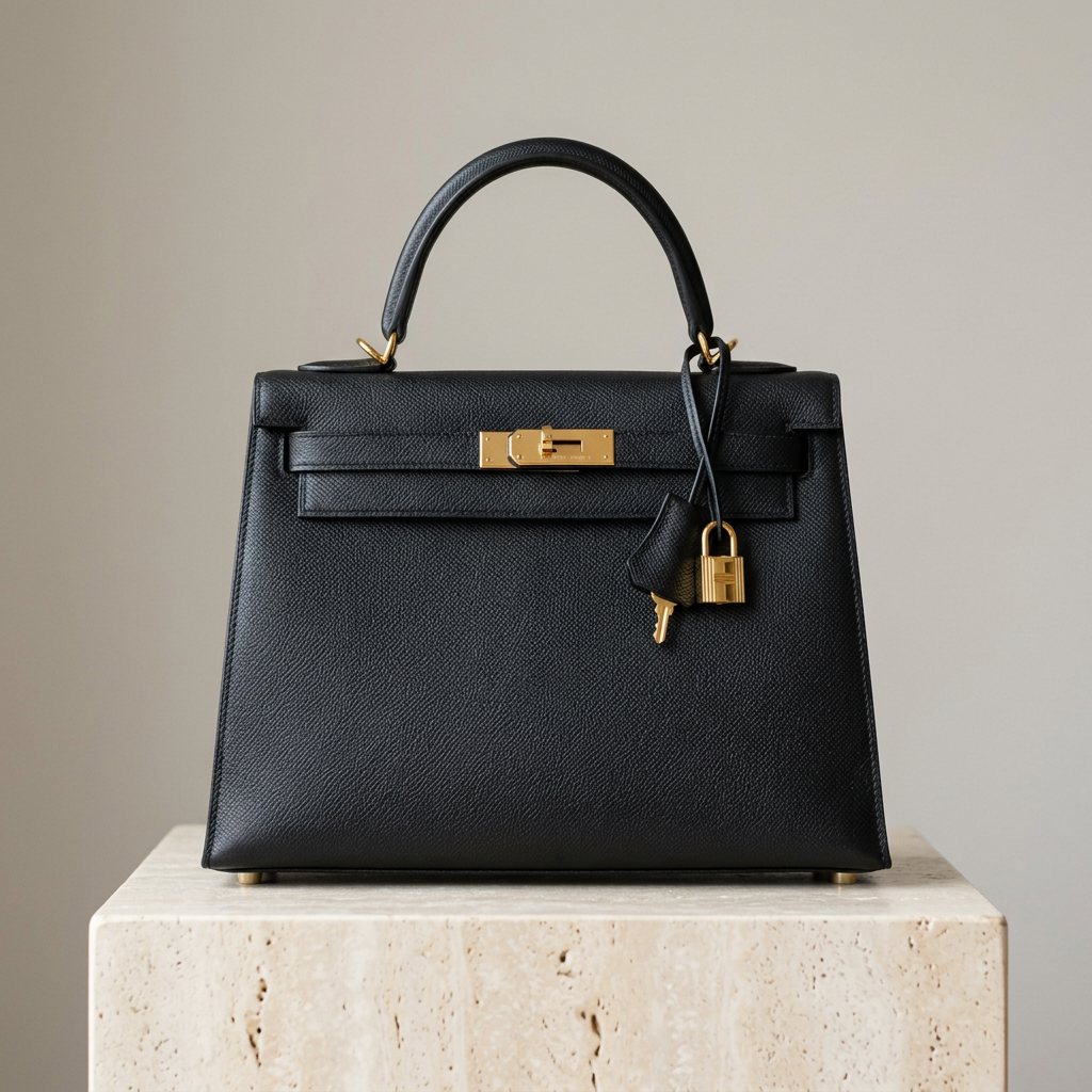 Hermès Kelly 28 Sellier, Noir Epsom, Gold Hardware